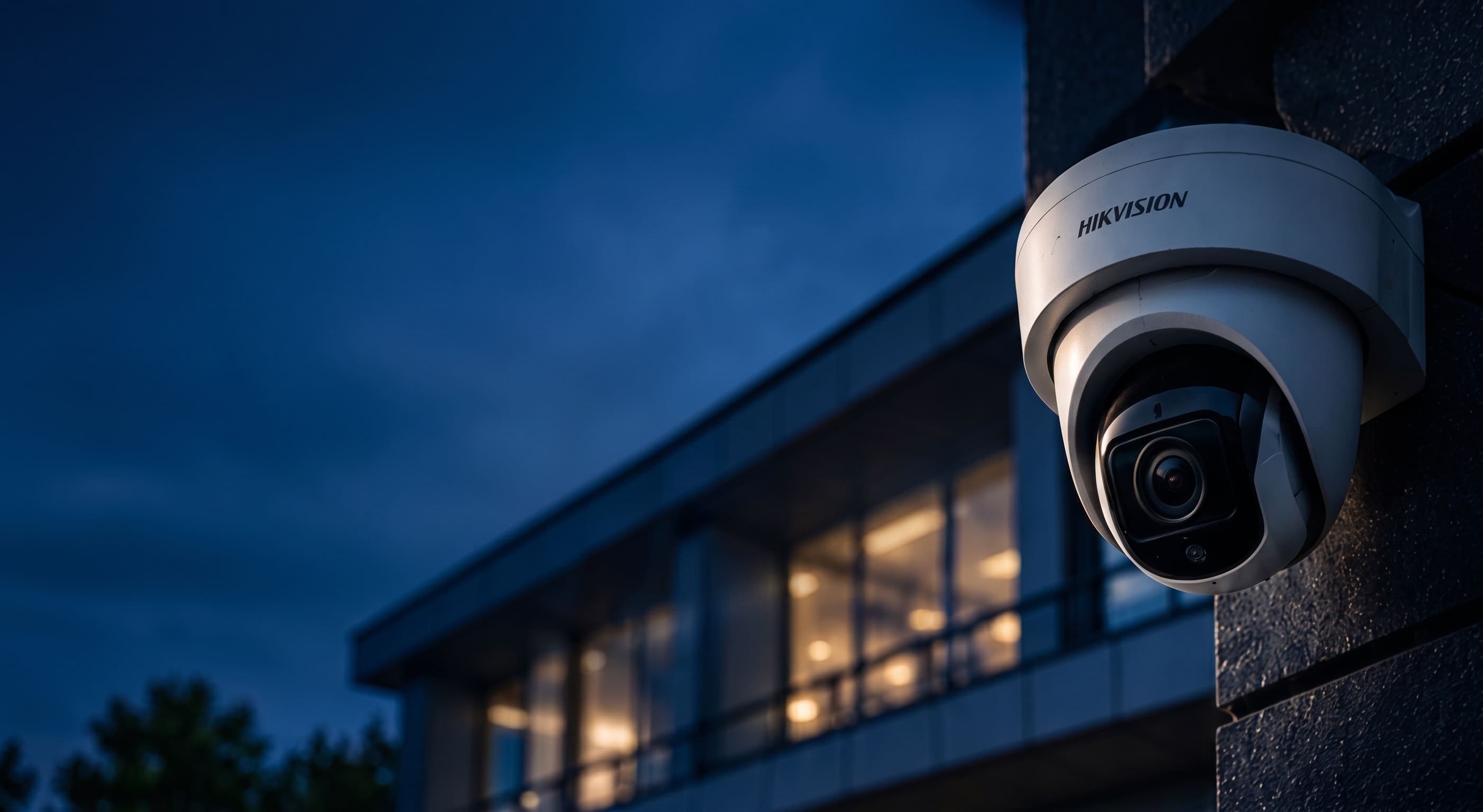 Hikvision Dome Security Camera on a Modern Building
